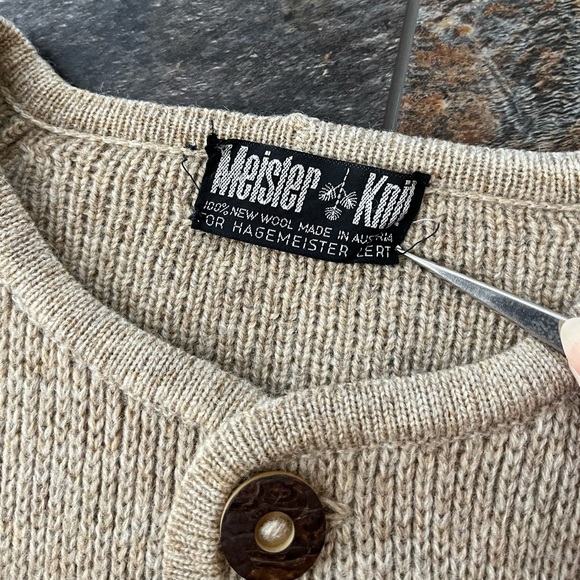 Men’s Meister knit Hagermeister Lert tan 100% new wool button cardigan. XL - Picture 5 of 14